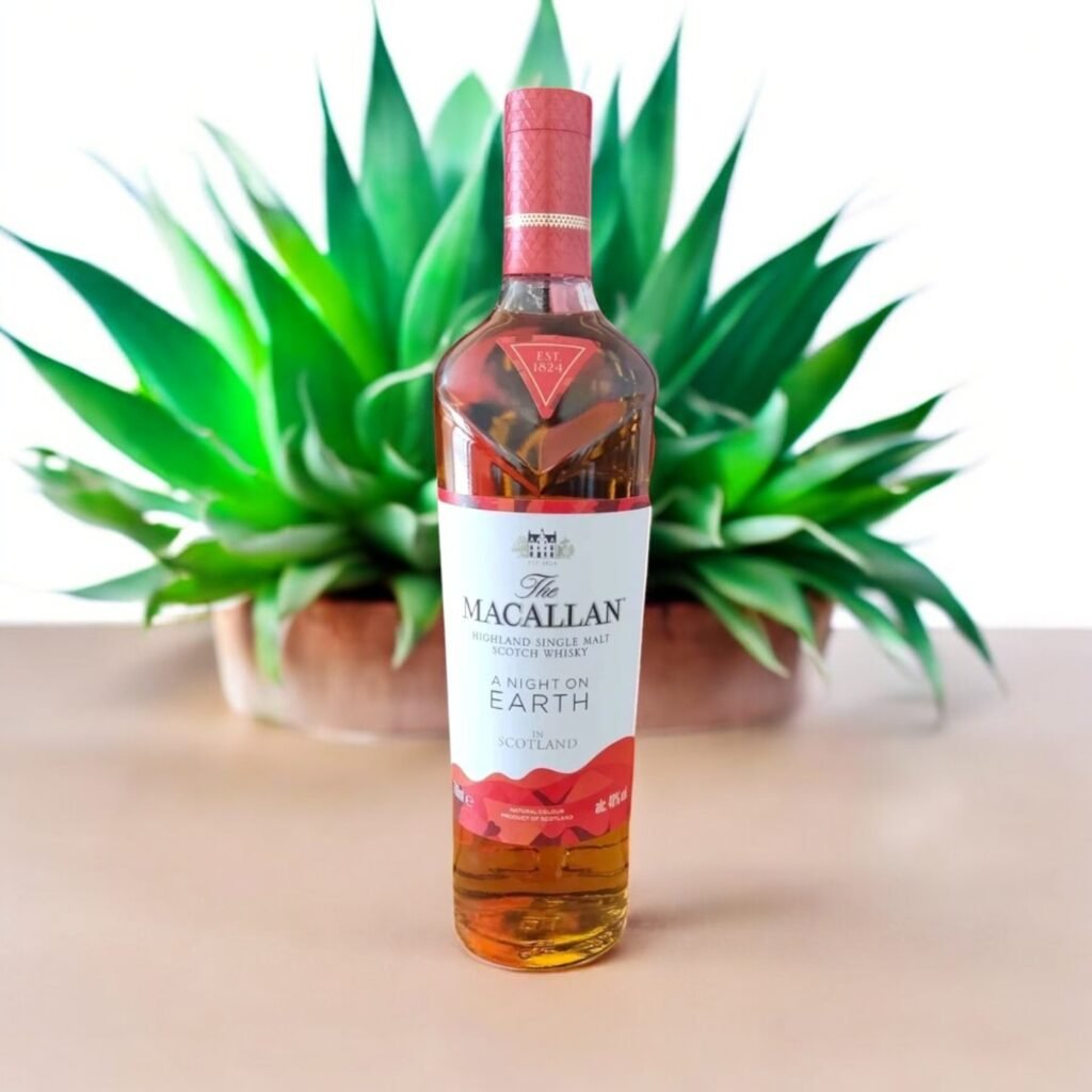 What is the ideal serving temperature for Macallan A Night On Earth?
