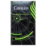ซองบุหรี่ Cavallo Twin Ball สีน้ำเงินม่วง ดีไซน์ 2 เม็ดบีบ วางบนโต๊ะทำงานที่มีคอมพิวเตอร์และแก้วกาแฟ