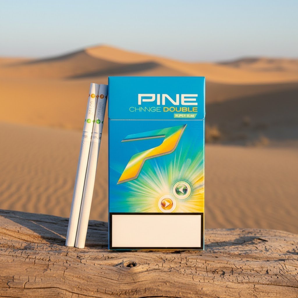 ซองบุหรี่ Pine Prime Fresh Mango วางคู่กับมะม่วงสุกและน้ำแข็ง สื่อถึงความเย็นสดชื่น